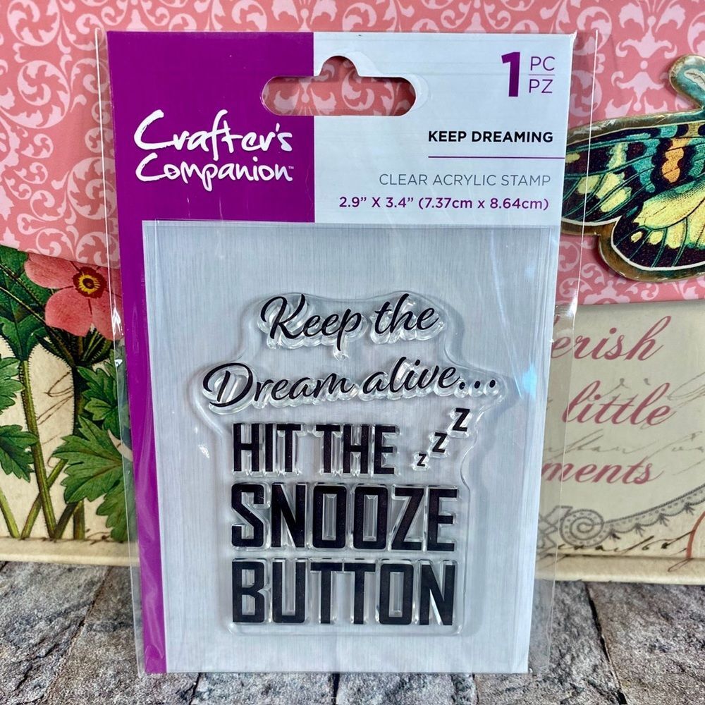 Crafter's Companion Clear Acrylic Stamp NWT Keep Dreaming 1 Piece Handmade Cards